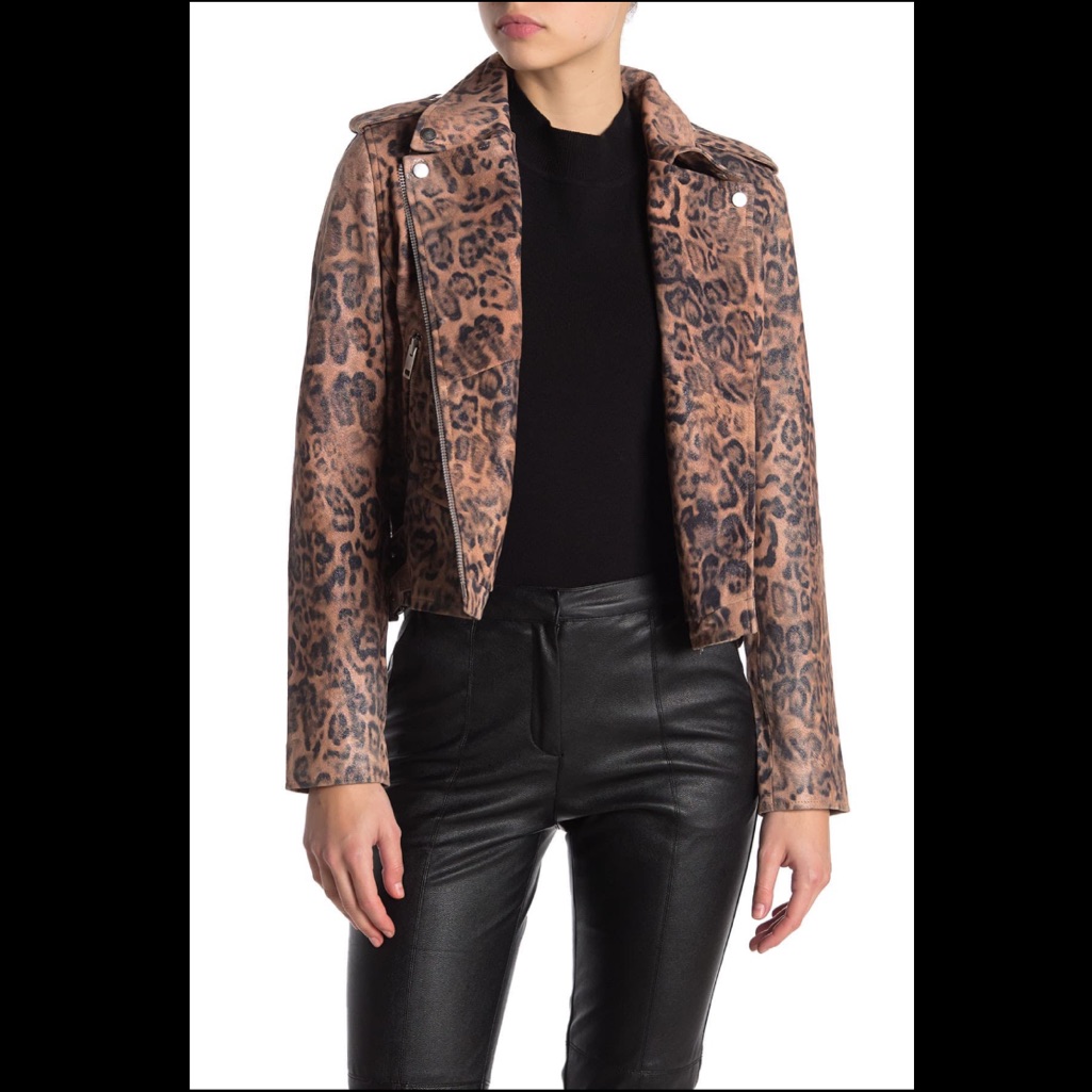 Walter Baker Leopard Leather Jacket Nwt Small Free People Animal Print